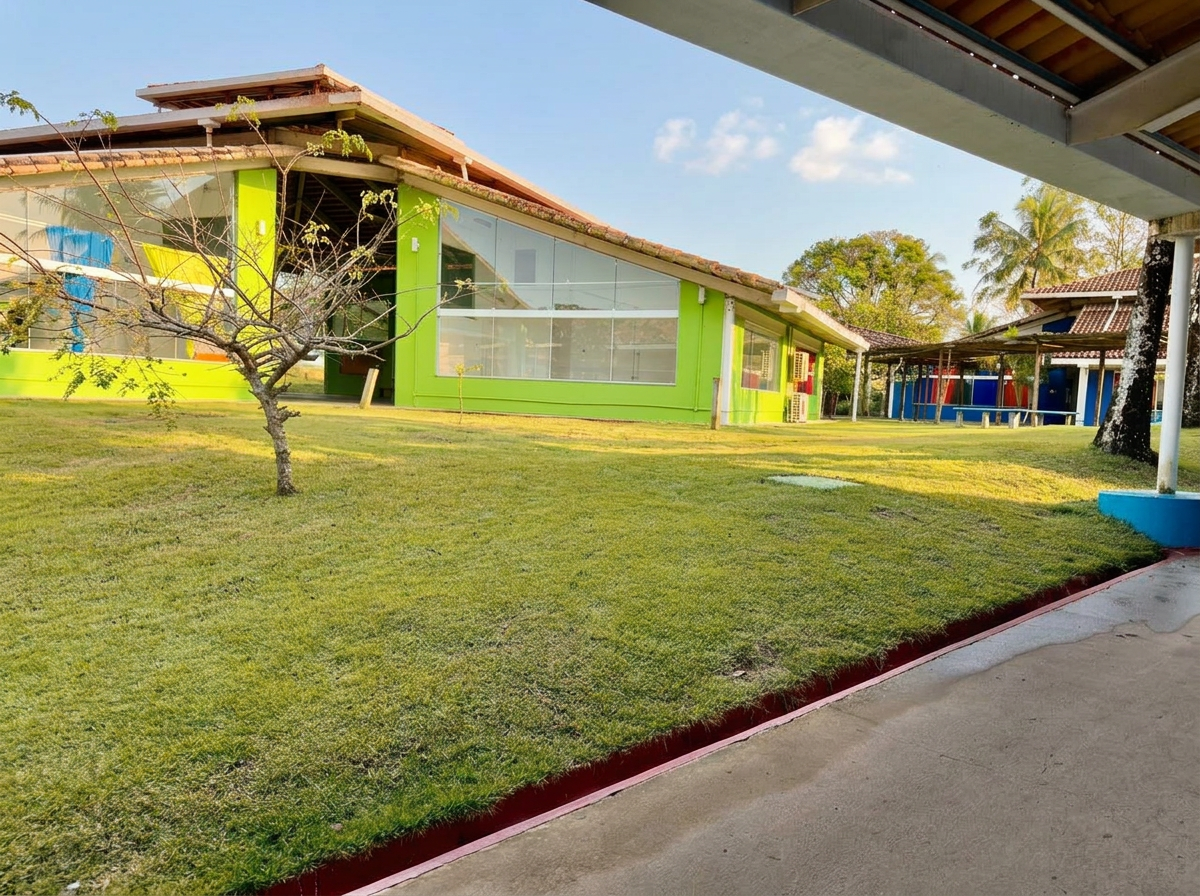 Prédio e jardim do Instituto Trancoso